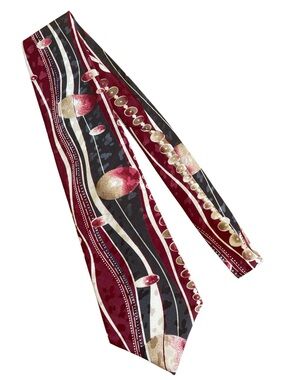 Pagliano Silk Burgundy Abstract Geometric Wide Tie 4” Vintage Designer